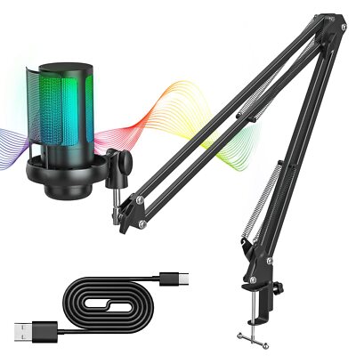 Gaming Mikrofon PC Set USB Microphone mit RGB Dynamischem Licht Microphone