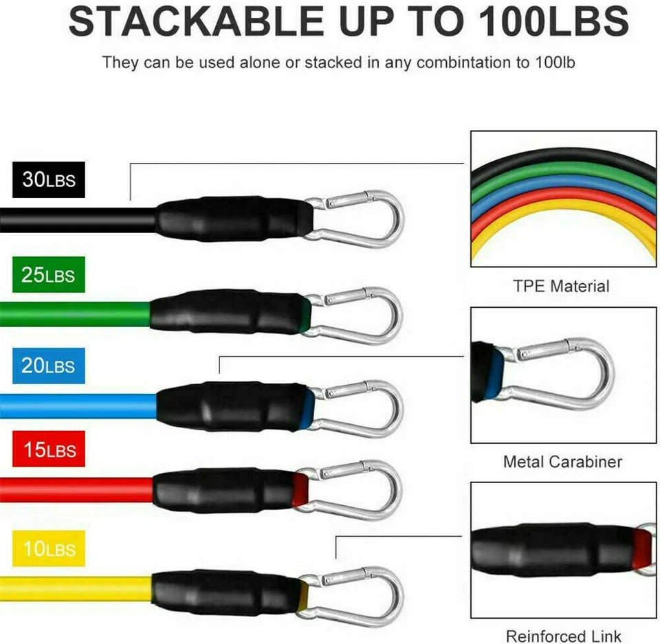 11 peças bandas de resistência para exercícios em casa ioga crossfit fitness treinamento  - Imagem 4 de 4