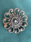 Antique Rosette Floral Curtain Tie Back - Cast Metal - Threaded Mount - 2” Dia.