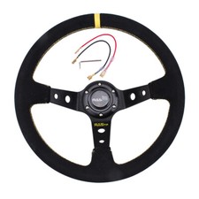 Universal 350mm Suede Leather Stitch Deep Dish Sport Racing Car Steering Wheel