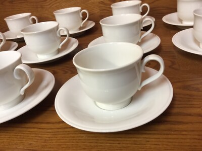 Versatone Noritake PARCHMENT Footed Cups & Saucers (10 Sets