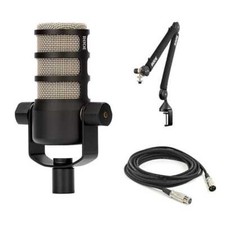 Rode PodMic Dynamic Podcast Microphone with Rode PSA1 Boom Arm, XLR Cable