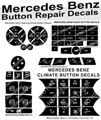 Mercedes Benz 10-14 Matte Black Button Repair Package Decals Stickers Fix