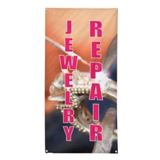 Vertical Vinyl Banner Multiple Sizes Jewelry Repair Red Business Outdoor