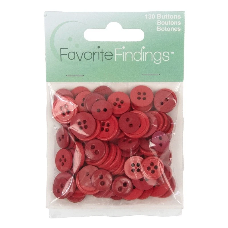 Round Red Buttons Set 130 Resin Acrylic 2-Hole 4-Hole Craft Sewing Supplies New - Image 3 of 4