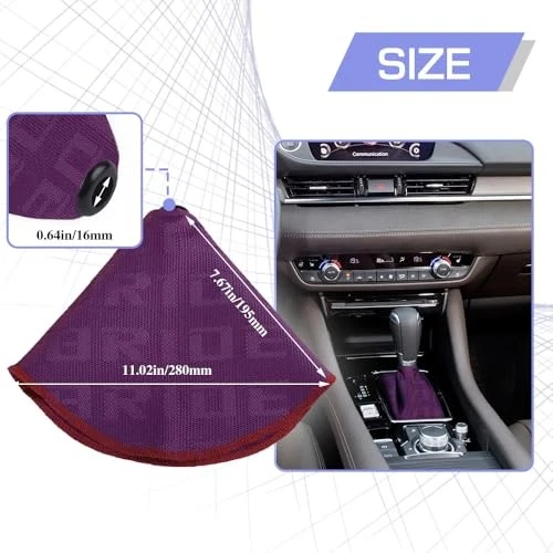 Cubierta antipolvo de perilla de cambio de coche, cubierta de bota de cambio, palanca de cambios de tela manual/automático púrpura Foto 3 de 4