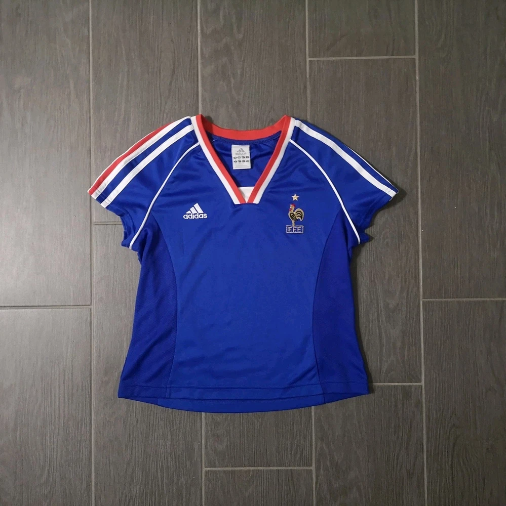 Vintage Retro 2004 EM Frankreich Heim Trikot Crop Top Größe: M 40 Damen Adidas