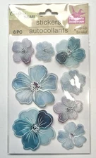 Crafters Square Retired Blue Flower Embellishments Stickers Scrapbooking x2