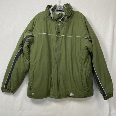 L.L. Bean Thinsulate Mountain Green Ski Jacket OPF71 Large Parka Hidden Hood