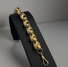 9CT GOLD ON SILVER 9 INCH ACORN BELCHER BRACELET - 11.3MM TULIP/ ACORN