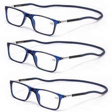 3 Units Portable Magnetic Neck Reading Glasses pc Full Frame Unisex for Reader
