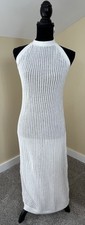 NEW Quince 100% Organic Cotton Open Knit Cover-Up Maxi Dress Sz S White Resort
