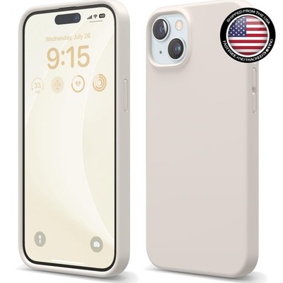 Elegant Liquid Silicone Case for iPhone 15 Plus, Shockproof & Slim - Stone 6.7'