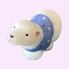 Frosty Friends Hand-Painted Fenton Satin Glass Polar Bear Figure Christmas Blue