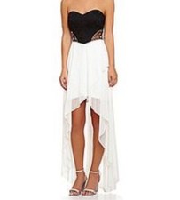 Blondie Nites Dress NWT Size 3 Strapless Hugh Low Chiffon Rhinestone Msrp $161
