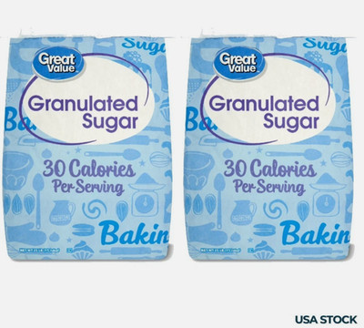 2 PACK Great Value Pure Granulated Sugar, 25 lb