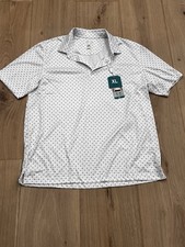 NWT Greg Norman ML75 PlayDry Men's Golf Polo Shirt White Print Size XL