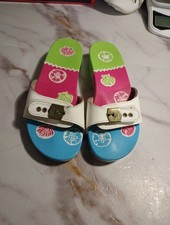 Dr. Scholl's Vintage Wooden Sandal Hand Painted Shells Women's Rare Collectible