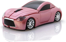 Computer Wireless Mouse Car Shape Optical Mice USB 2.4Ghz for PC Laptop Pink 
