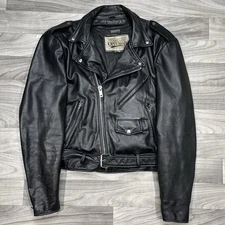 Open Road Wilsons Double Rider Motorcycle Jacket Mens 44 Black Leather Grunge