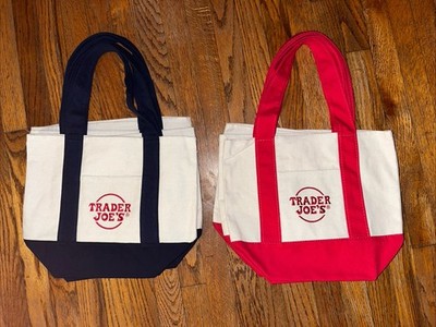 Mini Trader Joe's Reusable Tote Bags: 3 Blue, 3 Red