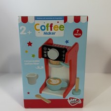 Play Right Wooden Coffee Maker Toy Set 7pc Pretend Play Kids Barista Kitchen 2