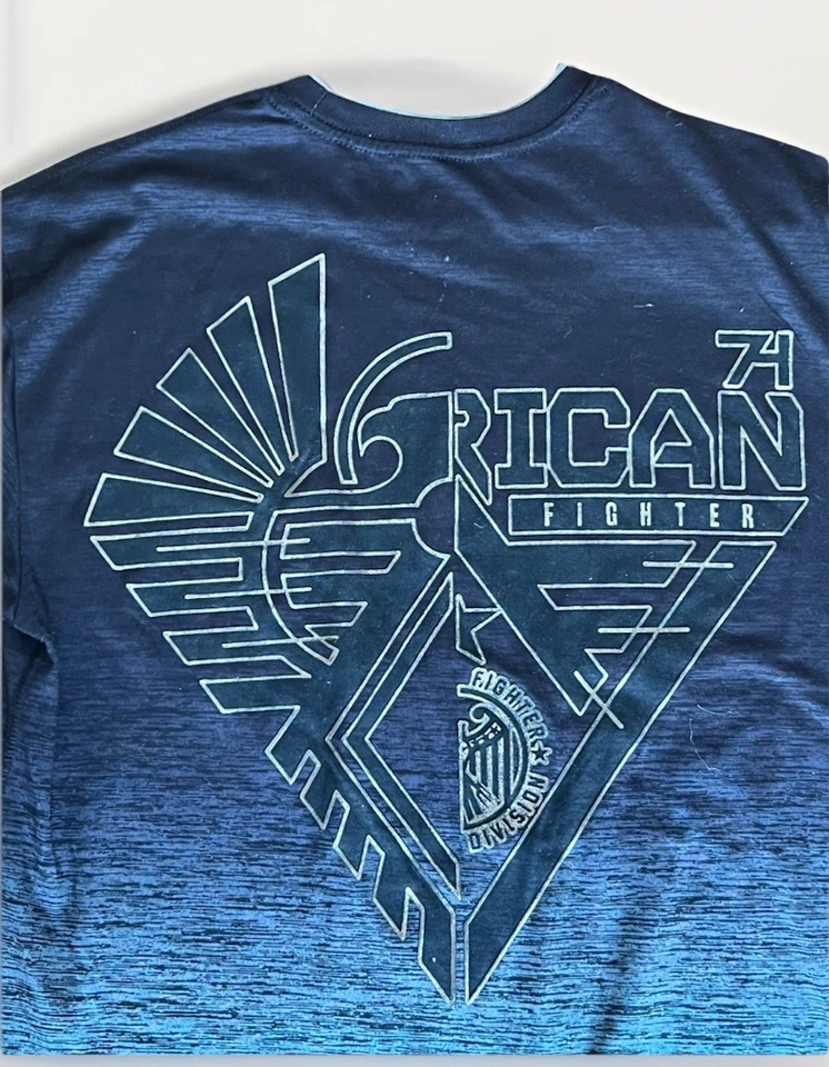 Camiseta American Fighter X Hebilla Camiseta Gráfica Negra Aqua Foiled Para Hombre Grande Foto 4 de 4