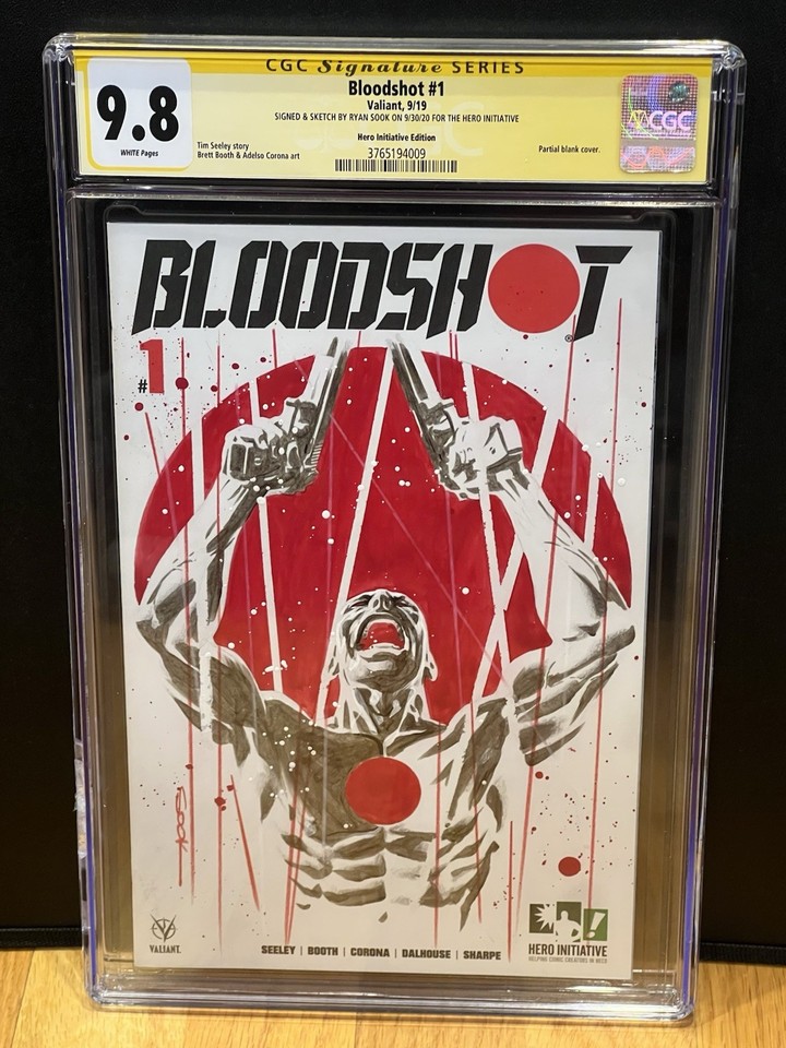 Bloodshot 1 Hero Initiative Signed &Sketched By Ryan Sook CGC 9.8 Comic Art
