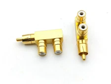 2-PACK RCA Gold-Plated 1-Male/2-Female Slim Line Signal Splitter Adapter