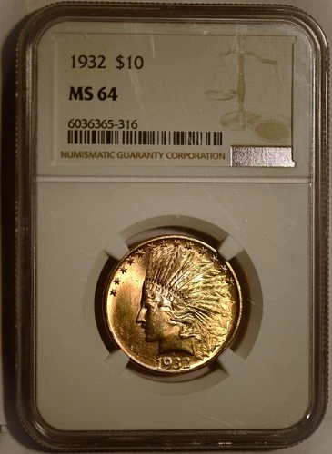 1932 INDIAN $10 GOLD EAGLE - NGC CERTIFIED - MS64