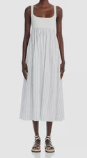 English Factory Women's White Striped Tie Back Maxi Dress Size M