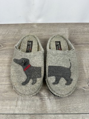 Haflinger Slippers Womens Size 38 Brown Wool Doggy Dachsund Puppy Dog