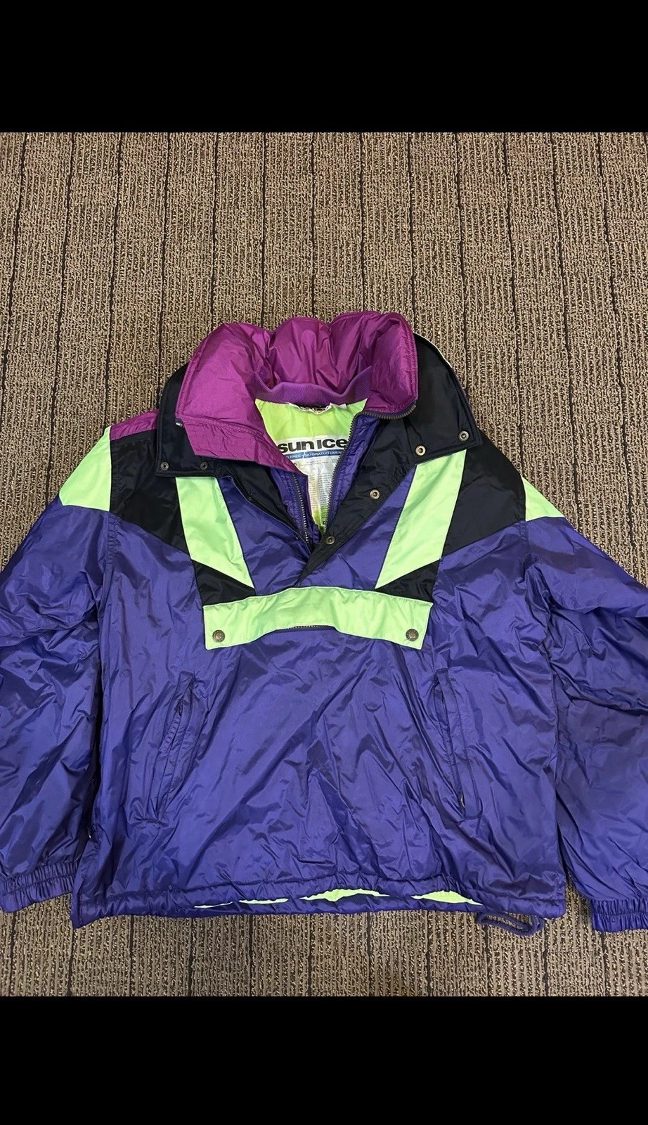 VINTAGE Sunice Jacket Mens Large Blue Colorblock Ski Lodge Winter Zip Coat