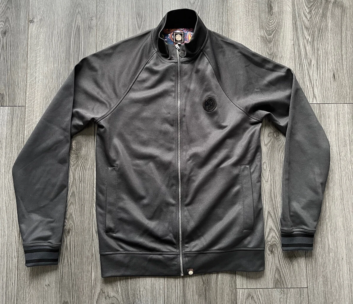 Pretty Green Track Top Jacket Zip Up Dark Grey Black Mens Size Small Mod  Liam | eBay