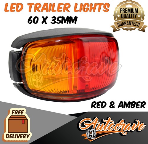 4 x LED CLEARANCE LIGHTS SIDE MARKER LAMP RED AMBER TRAILER TRUCK CARAVAN VOLT - Picture 6 of 6