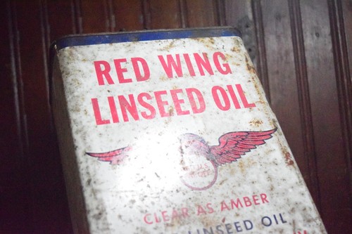 ACEITE DE TIZA ALA ROJA FRESCA GRANERO AÑOS 50 LATA DE METAL DE UN GALÓN SIGNO DECORACIÓN DE MINNESOTA - Imagen 11 de 24