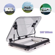 RV Caravan Roof Window Hatch W/LED Light Skylight Roof Vent Hatch 500*500mm