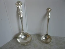 2  VINTAGE GRAPE PATTERN SAUCE LADLES no monogram 6" & 7" LONG ROGERS BROS 1847