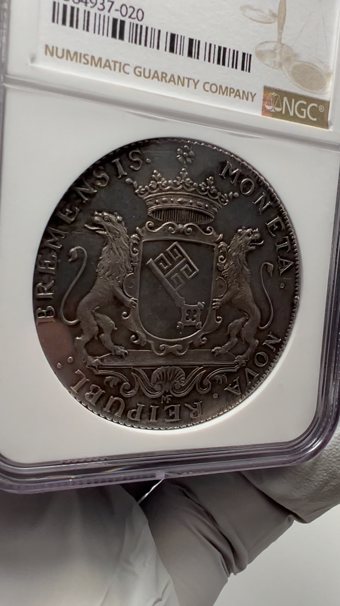 German States Bremen 1743 Taler Coin Thaler NGC MS 62 VZ/F.STG UNC