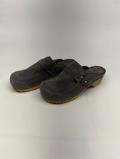 Sanita Womens Lissy Wood Clog in Antracite Sz 10