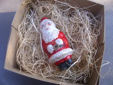 New 3D Dresden Christmas Ornament White Santa Decoration 3 1/4" High Ho Ho Ho