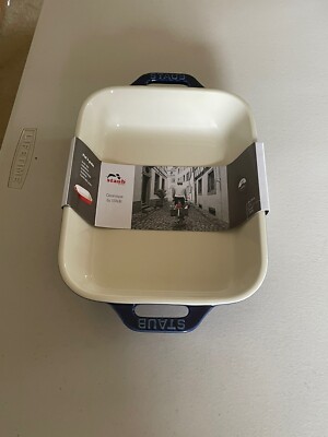 STAUB RECTANGULAR GRATIN DISH DOUBLE HANDLE BLUE 1,25 QT