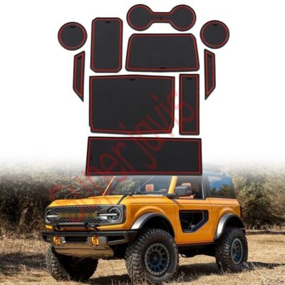 Interior Rubber Anti-Slip Door Groove Mats Gate Pad For Ford Bronco 2 Doors