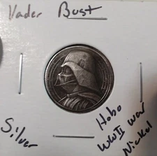 HOBO Darth Vader Bust Star Wars Made From A REAL WWII Silver War Nickel SIGNED