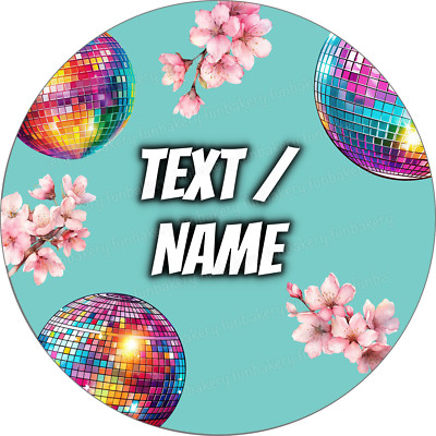 Disco Tortenaufleger Party Deko personalisiert Name essbar Dancing Geburtstag