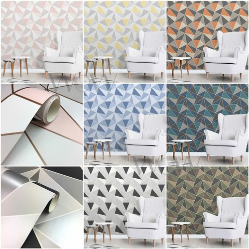 FINE DECOR APEX GEOMETRIC WALLPAPER METALLIC ROSE GOLD SILVER eBay