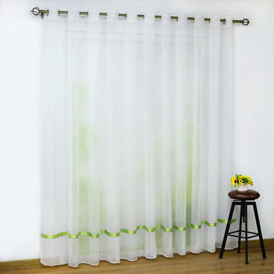 Modern Voile Gardine Vorhang mit Kräuselband Ösen Schlaufen Landhaus Transparent - Bild 1 von 4