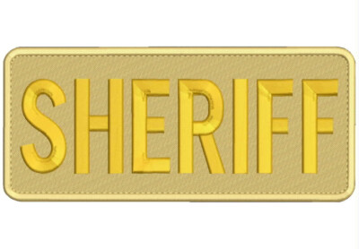 Sheriff embroidery patches 4x10 hookand loop on back Gold On Tan