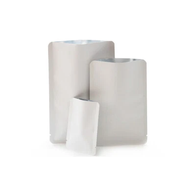 100pcs Smooth White Kraft Mylar Foil Open Fill Sample Food Size Storage Bags - Image 1 of 4