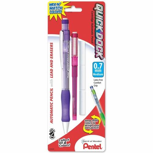Pentel Quick Dock Colors, 0.7mm, Medium Line, 1 Pencil, 1 Refill
